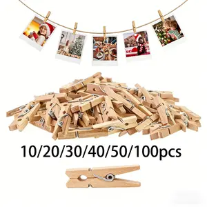 Mini Photo Clips Natural Wooden Small Clothespins, 10/20/30/40/50/100pcs, for Arts and Crafts, DIY Handmade Crafts, Hanging Decorative Pictures, Decoration