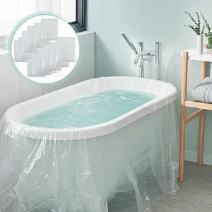 Large Disposable Bathtub Liners 12 Pack - Waterproof Plastic Covers for Salon & Hotel Tubs - 102 x 47 Inch Extra Wide Fit - Reusable Bath Tub Protectors - Durable Leak-Proof Sheeting for Household Use
