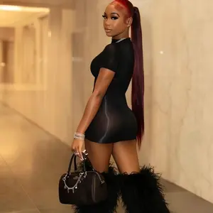 Black Snatched Dress (Short Sleeve)