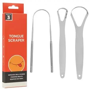 Tongue Scraper, 1 Set Portable Stainless Tongue Cleaner, Oral Care Tool for Cleaning Mouth Odor, Daily Oral Care Product for Adults, Tongue Scraping Tool