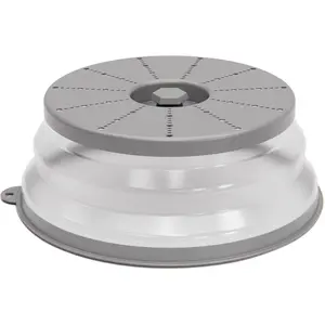 Microwave Splatter Cover Vented Food Guard with Hook Hole Foldable Colander & Splatter Shield Durable Grey Kitchen Gadget Food-Safe Easy to Clean Dishwasher-Safe 10.5x3.2 Inches