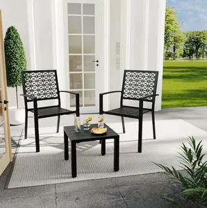 3-Piece Outdoor Bistro Furniture Set with 2 Waterproof Chairs and Table, Small Conversation Set for Patio, Backyard, Deck, Balcony, Pool, Patio Furniture Sets, Porch Furniture Set, Bistro Set