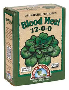Down To Earth Blood Meal 12-0-0 Fertilizer- Organic Nitrogen for Vegetative Growth- 0.5lb