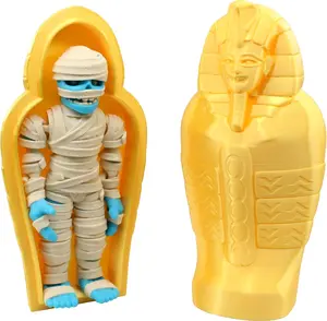 PowerTRC Articulated Mummy with Sarcophagus – 3D Printed Ancient Egypt Collectible Figurine, Desk Decor, Shelf Display, Halloween Decoration, Made in USA