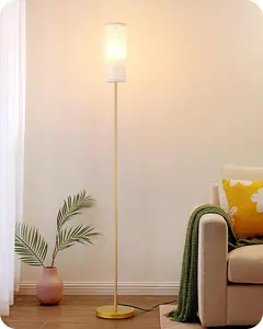 Floor Lamps for Living Room, 63.7in Minimalist Standing Lamp with Foot Pedal Switch, Modern Floor Lamp for Bedroom, Office, Nursery, 3 Color Temperature, 9W Bulb Included, Gold