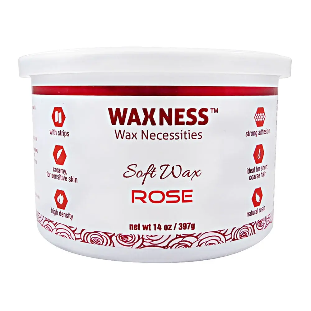 Rose Scented Soft Wax for Gentle Hair Removal, Salon Quality All-Over Body Care Formula for At-Home Use - 14 oz Tin, Solid