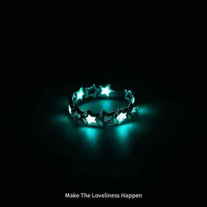 Illuminate Your Night: Aesthetic Luminous Star Ring for Women & Girls| Trendy Glow-in-the-Dark Jewelry That Adds a Touch of Magic to Any Outfit| Perfect for Festivals, Raves, & Everyday Sparkle| Hypoallergenic & Adjustable Design"