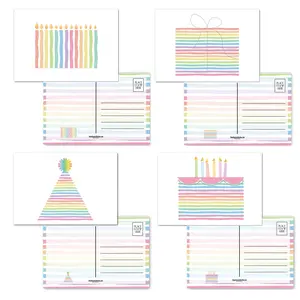 Stonehouse Collection Happy Birthday Postcards - Full Color Both Sides - 4 Fun Birthday Designs - 4" x 6" Postcards - Made In USA