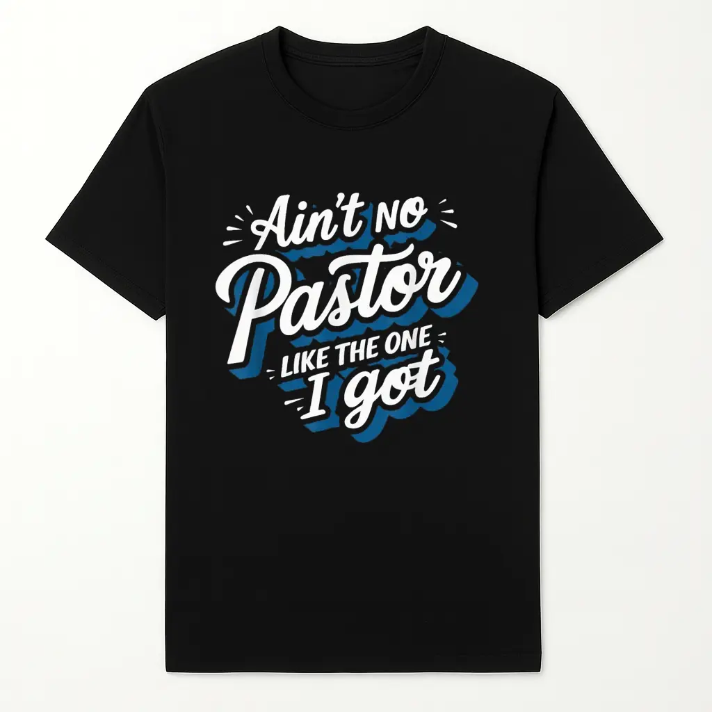 Women's T-Shirt with "No Pastor" Graphic Print, Made in USA 100% Preshrunk Cotton, Soft Breathable Classic Fit Minimalist Style Top