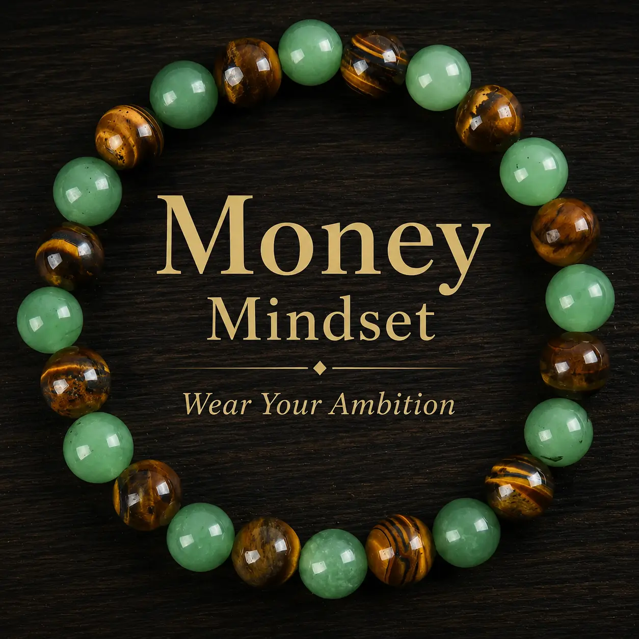 1pc Green Aventurine & Tiger Eye Beaded Bracelet, Money Mindset Symbol Jewelry, Abundance & Success Inspired Bracelet, Natural Stone Style Bracelet for Women Men, Positive Energy Gift, Fashion Everyday Wear