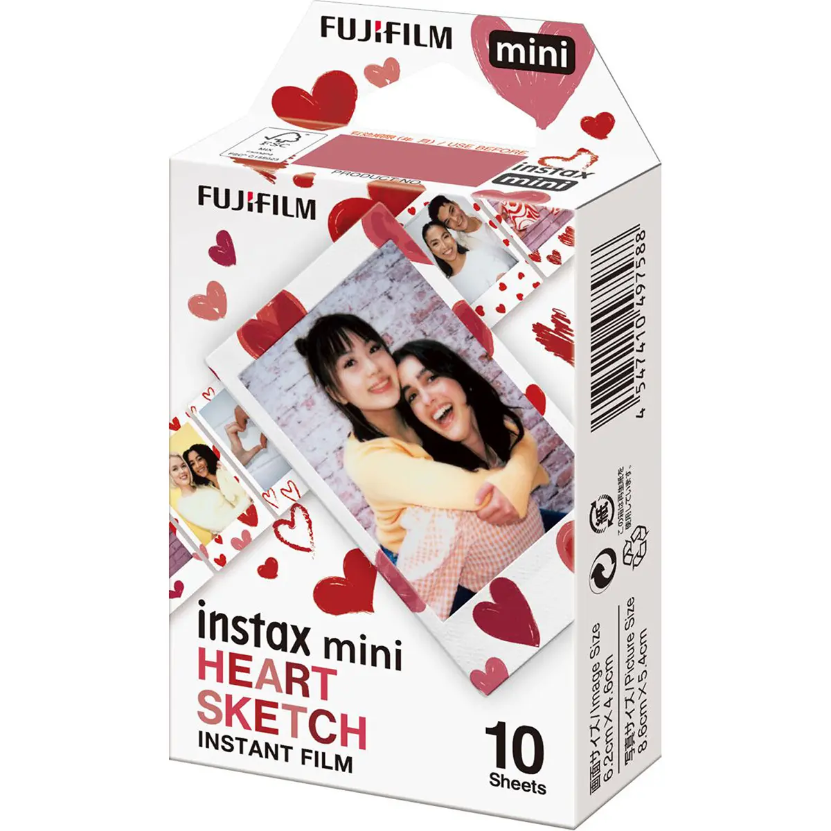 Fujifilm Instax Mini Heart Sketch Instant Film, 10 Exposures