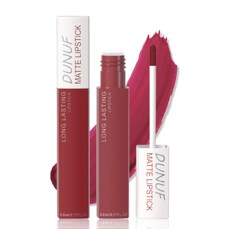 Dunuf Matte Long-Lasting Lipstick, Waterproof & Sweatproof, Easy Application, Non-Stick Cup, High-Quality Makeup for Women, Lip Cosmetic, Matte Lip Gloss, Matte Lip Glaze