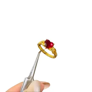 Stunning Pigeon Blood Red Heart Jewelry Set Dainty Ring Necklace Earrings Minimalist Fine Jewelry for Women Luxurious Present birthday gifts for gf