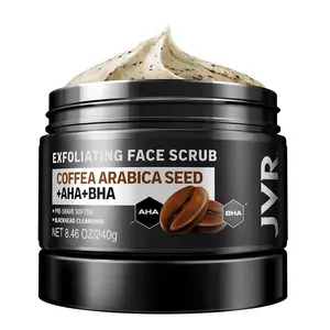 JVR Face Scrub for Men, Facial Scrub for Deep Exfoliating, Cleansing Blackheads, Ingrown Hair, Pre-shave Soften, Organic Formulated with Coffee Extract, AHA and BHA Face Exfoliator (4.23 oz)