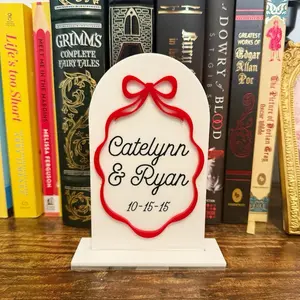Custom engraved Valentines Day Gift Bookshelf Sign