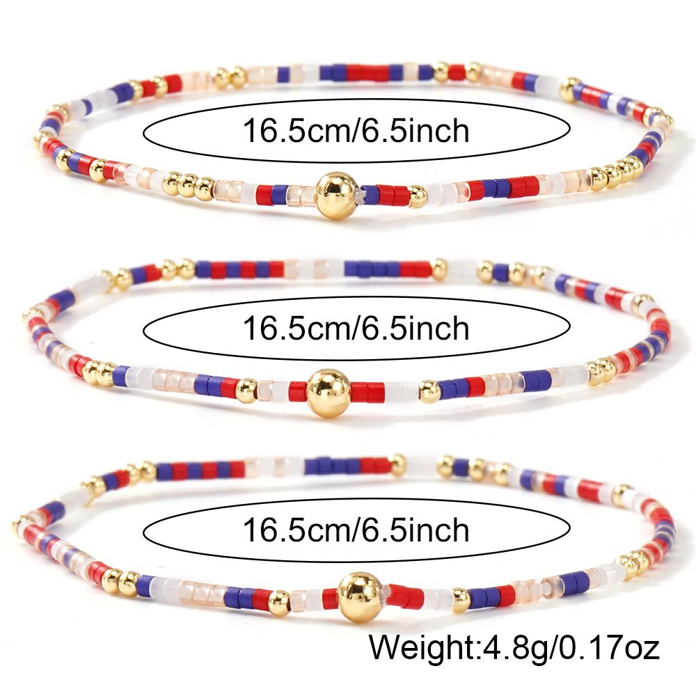 Dainty Gold Plated Tiny Ball Colorful Rice Beaded Stack Bracelets Sets for Women,4Pcs Stackable Small Beads Cute Bracelet Stretch Trendy Ball Jewelry Friendship Gift