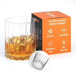 asobu Unbreakable Drinking Glass, Premium LSR Clear Whiskey Glass, Bourbon Rocks Glass, Whiskey Glass, Perfect Outdoor Drinkware, Ideal Gift Ideas for Men, Unique Patented Design