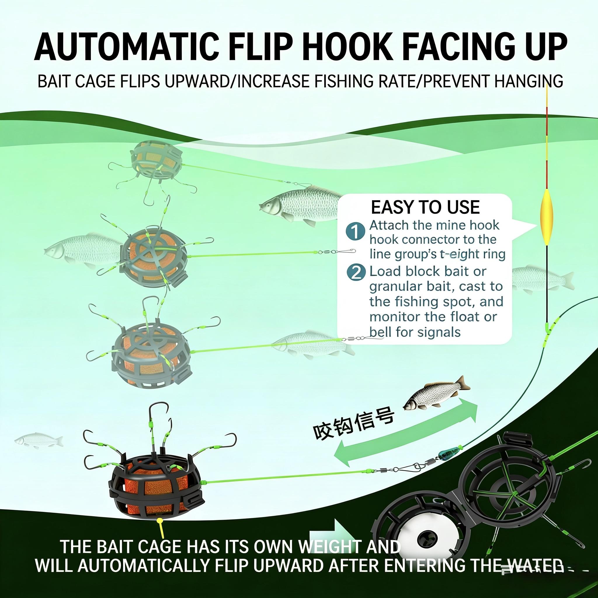 Upside-Down Explosion Hook Rig | Pre-Rigged Cube Bait Cage for Bottom Surf & Rock Fishing
