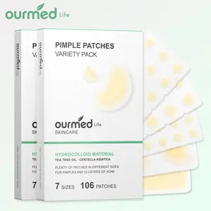 Ourmed Life Hydrocolloid Pimple Patches for Face (106/212 Count, 7 Shapes) – Invisible Acne Patches with Salicylic Acid, Tea Tree Oil & Centella, Ultra‑Thin Zit Stickers for Overnight Spot Treatment