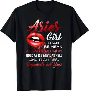 100% Cotton Birthday Gift Girl Zodiac Aries for Women - Aries Zodiac T-Shirt
