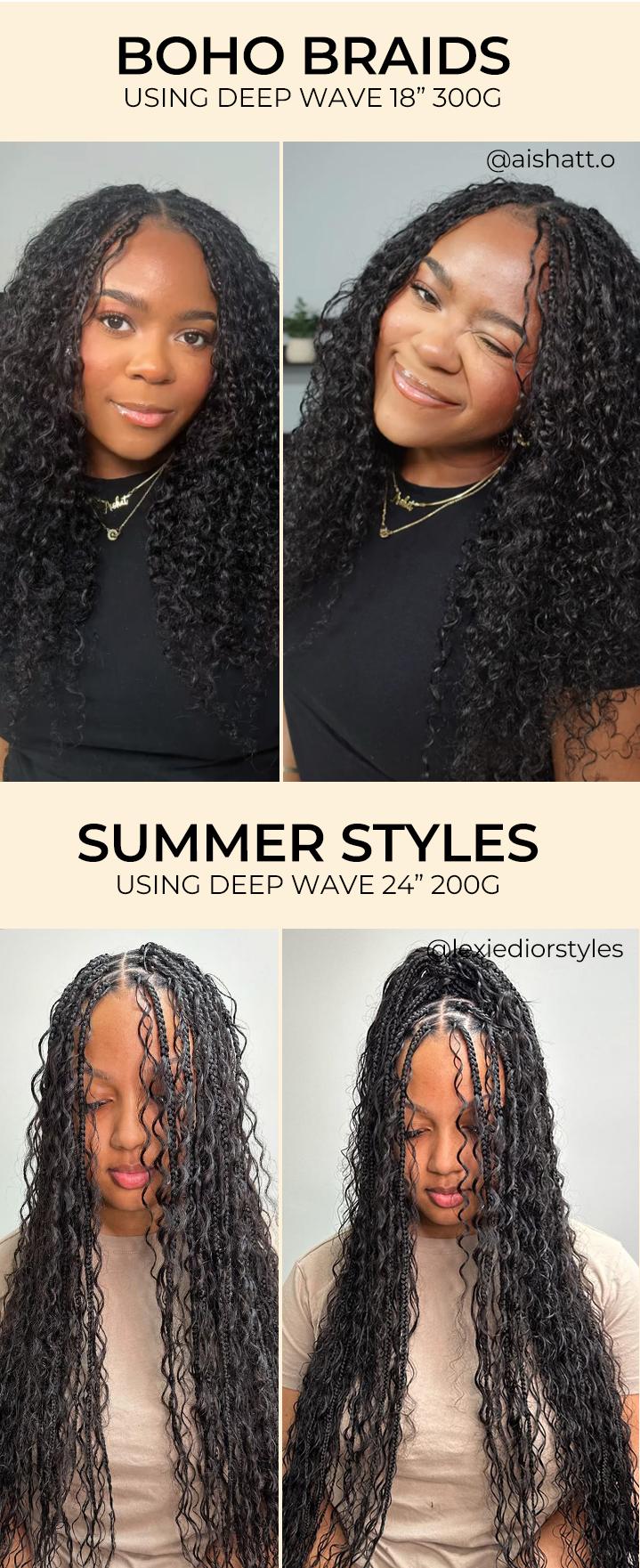 [Wequeen] Easy Braiding Deep Wave Bulk Human Hair 16"-24" For Boho Braids Trendy In Summer Natural Black Afro Braided