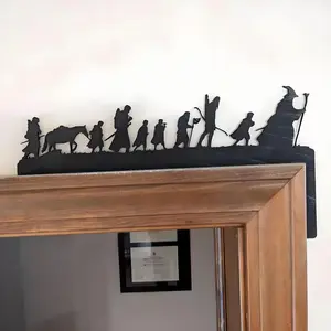 Fantasy Wizard Journey Metal Door Top Decoration, Epic Adventure Silhouette Design, Home & Office Wall Art Decor, Suitable for Living Room, Library