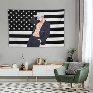 Jujutsu Kaisen Gojo Satoru tapestry anime interior decoration bedside sofa living room hanging painting poster Black flag background wall 13 Decorative Light Peach Print 40X30In (102X76Cm)