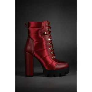 Scotch High Heel Quilted Satin Biker Boots