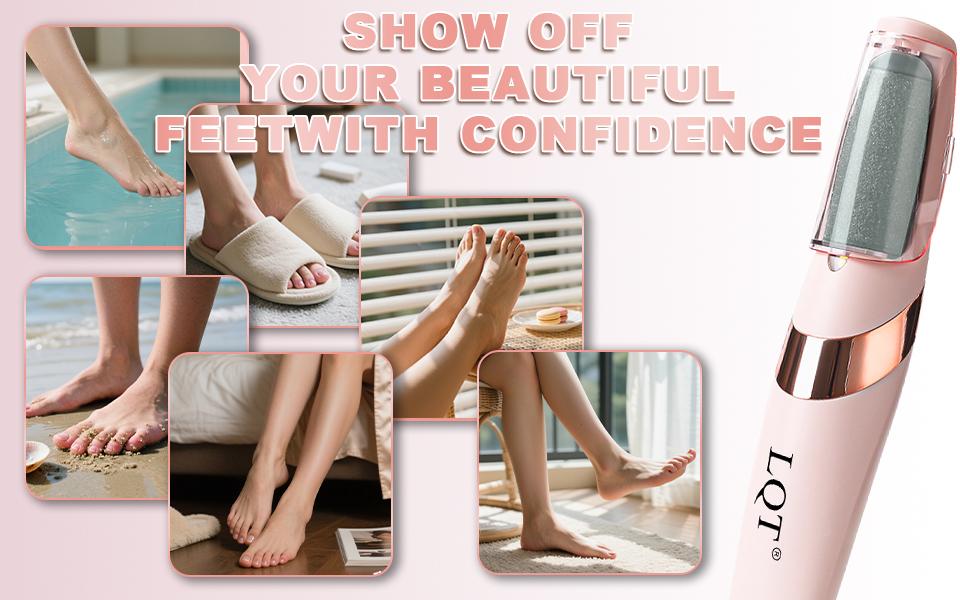 LQT Electric Foot File – Rechargeable Callus Remover for Hard, Cracked Skin – At-Home Pedicure Kit for Smooth Feet (Men & Women) (Pink) Manicure Manicure Nail Nail Care Cutics Nail Art