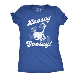Womens Funny T Shirts Loosey Goosey Sarcastic Drinking Tee for Ladies Funny Womens T Shirts Cute Vintage Fashion Casual Ladies T-Shirt Gift Sarcastic Tops for Women Funny Drinking Top Women's Novelty Tees Royal -