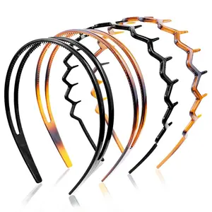 4 Pack Sharks Tooth & Double Row Hairbands - Non-Slip Zigzag and Fine Tooth Design Hair Combs for Women & Girls, Black & Brown, Lightweight & Durable for Everyday, Parties, School