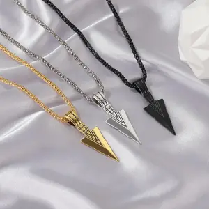 1/3 Pcs Stainless Steel Pendant Necklaces for Men Boys Cool Arrowhead Spearpoint Pendant Chain Necklaces Set Viking Gifts for Men