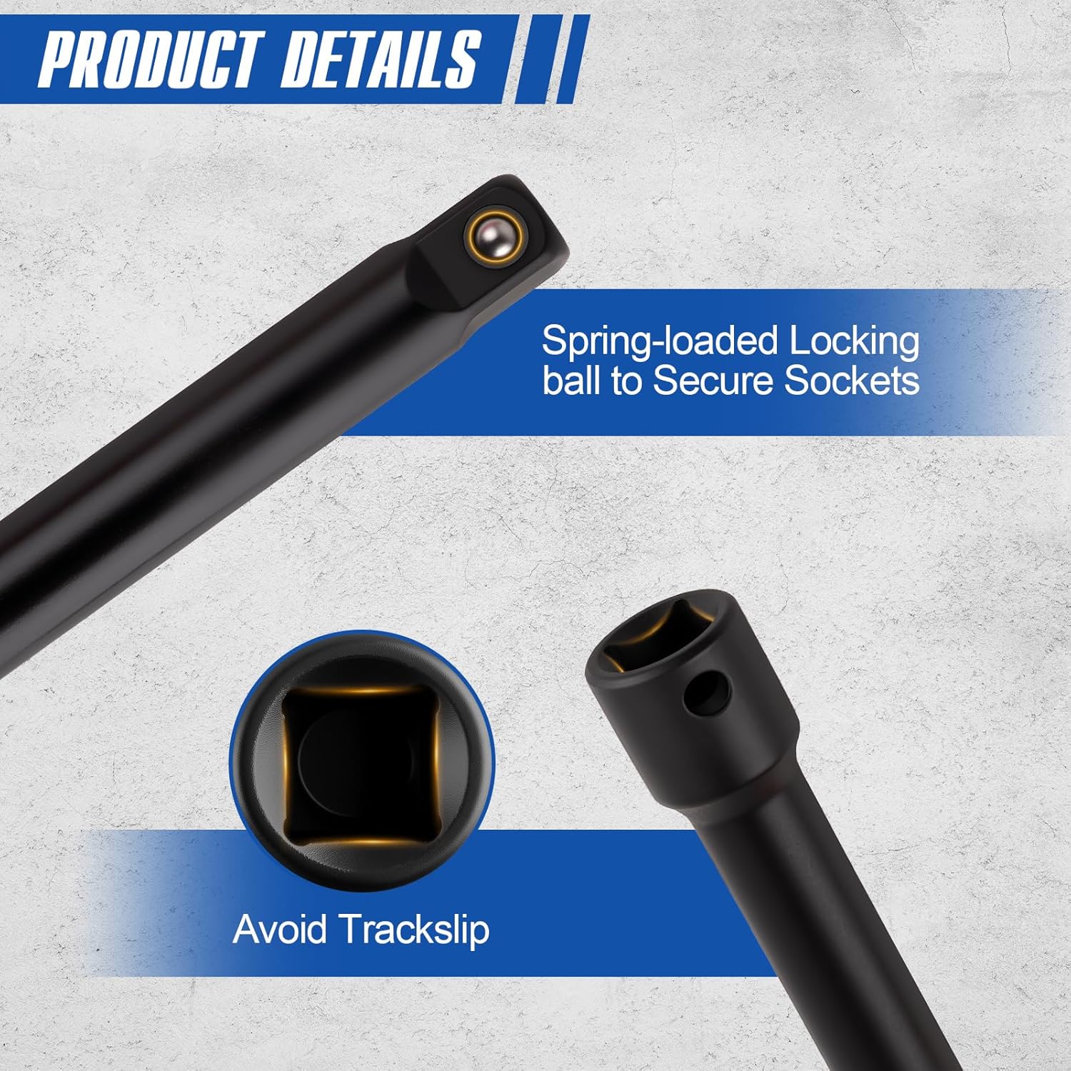 18-piece Impact Socket Extension Set Tools, Swivel Universal Joint, Deep 1/4", 3/8", 1/2" Drive Socket Adapter, Extension Bar, 3 Ratchet Coupler, CR-V Steel Alloy Corrosion-Resistant Mechanic extension handle  car home repair hand tool