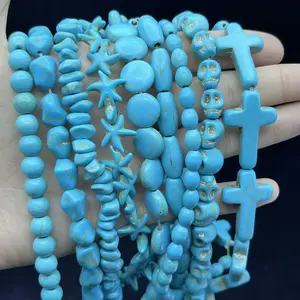 Natural Blue Turquoise Loose Beads, Various Shapes & Styles, DIY Bracelet & Necklace Accessory Components, Semi-Finished Products for Handmade Enthusiasts