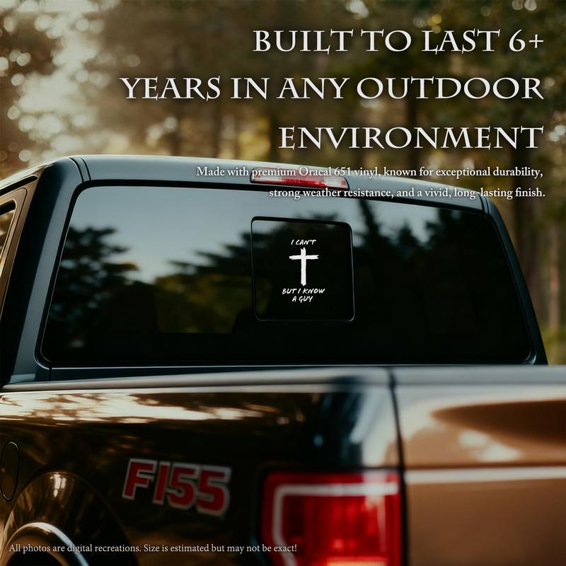 2psc"I Can’t, But I Know a Guy" Faith Vinyl Decal Sticker With Cross and Flowers for Car Truck Bumper Inspirational Religious Automotive Exterior Decor Gift