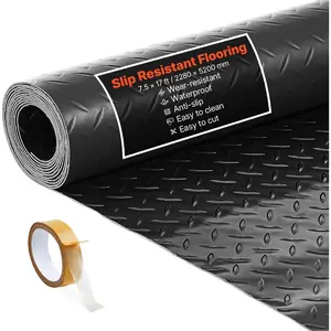 VEVOR Garage Floor Roll, 7.5x 20 ft Garage Flooring Mat, 2.2 mm Thickened PVC Diamond Plate Floor Protector Mat with Double - Sided Tape, Non - Slip, Easy to Clean for Warehouse, Gyms, Silver GrayVEVOR Super Brand Day