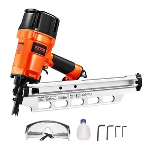 VEVOR Framing Nailer, 2 to 3-1/2 21 Degree Full Round Head Pneumatic Framing Nailer with Dual Trigger Modes Tool-Less Depth Adjustment, 80-120PSI Pro Air Nail Gun for Framing Flooring Decking