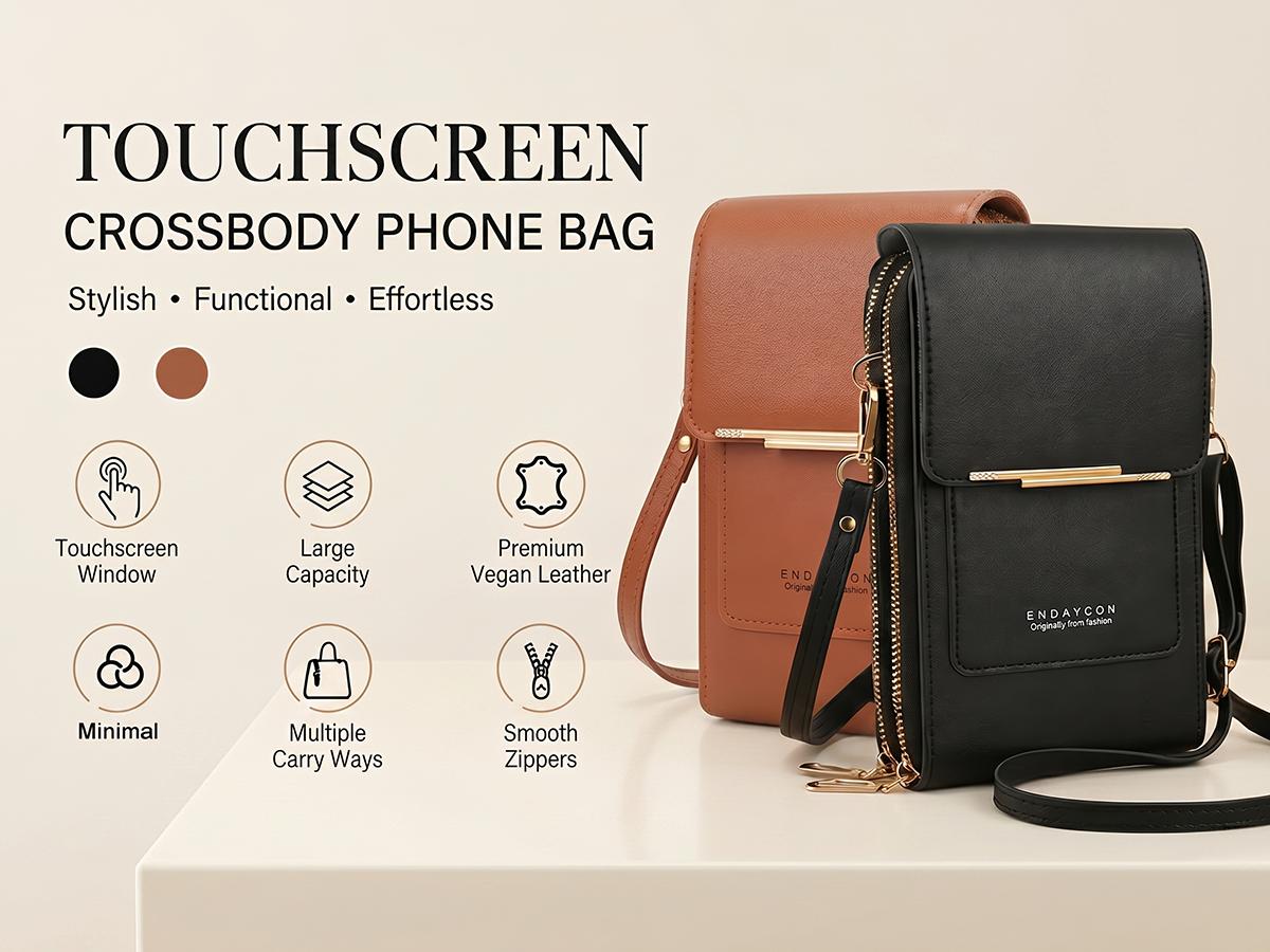 Women's 2026 Trendy Minimalist Elegant Touchscreen Crossbody Phone Wallet Bag - Crossbody Bags for Women, Multi-Card Slots, Coin Pouch, Adjustable Strap, Water-Resistant - Shopping, Travel Use, Multi-Color Gift Accessory