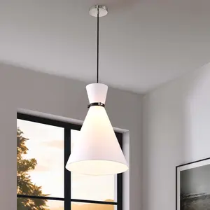 Modway Starlight 1-Light Pendant Light in White Polished Nickel
