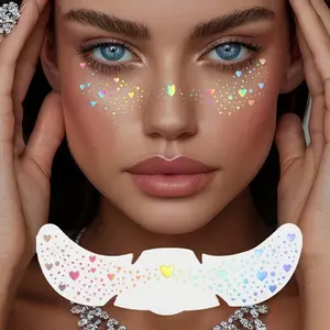 2 Pcs Glitter Freckle Stickers Rainbow Heart Star Dot Waterproof Temporary Tattoo Decals Party Holiday Daily Makeup Decoration