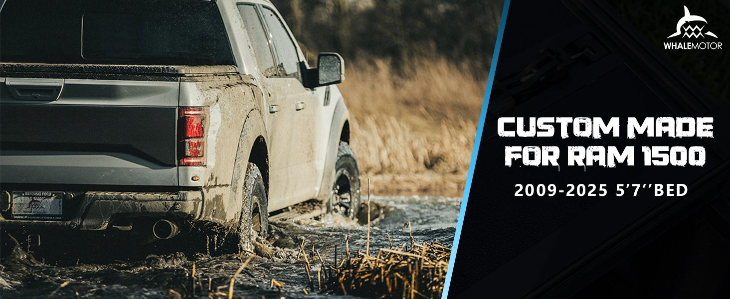 Hard Folding Truck Bed Tonneau Cover Compatiable with Dodge Ram 1500 Classic&New(2009-2025) 5.7 FT Short Box w/o Rambox, Tri Fold Style