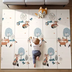 Baby Play Mat - Reversible Waterproof Foam Padded Play Mat for Infants, Babies, Toddlers, Plays & Tummy Time, Foldable, 71x59 Inches with Travel Bag