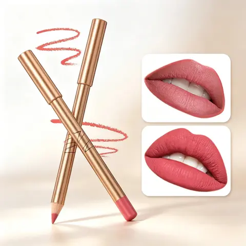 Alcohol-Free 2-Pack Random Shades Lip Liner Pencils, Waterproof Smudge-Resistant Matte Contour, Easy-Application Definer Pen, Long-Lasting Makeup for Line Definition