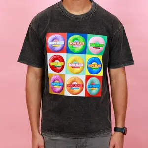 Body Glaze Vintage Black T-Shirt - Short Sleeve, Breathable Canvas, Featuring Colorful Body Glaze Designs, Men's Top