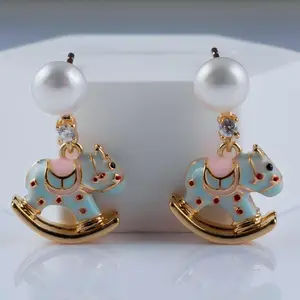 104 - Blue Little Pony Earrings, 6–7 mm / Dumpling Beads (RDE1175)