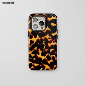 DARK TORTOISE SHELL Case Premium Film 2 in 1 Phone Case - Durable, Shock Absorbing and Stylish Protection - Compatible with iPhone 16, 15, 14, 13, 12, 11, Plus, Pro, Pro Max, Perfect birthday gift for friends.