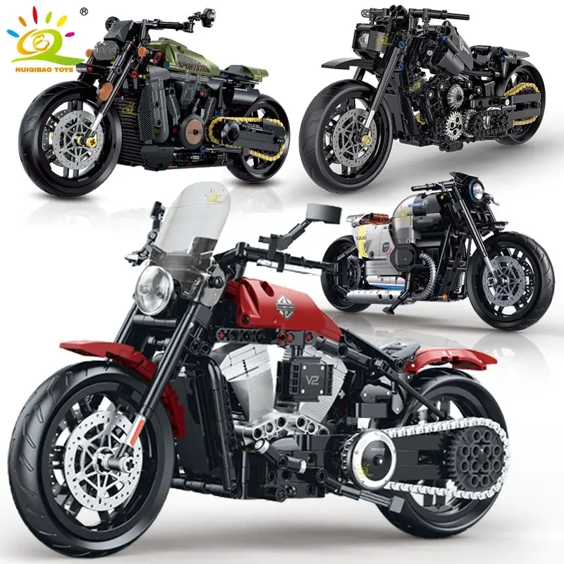 1:8 Classic Motorcycle Building Blocks High-Tech Model Motorcycle City Racing Car Building Block Toy Suitable for Children, Boys, and Adults Car Set
