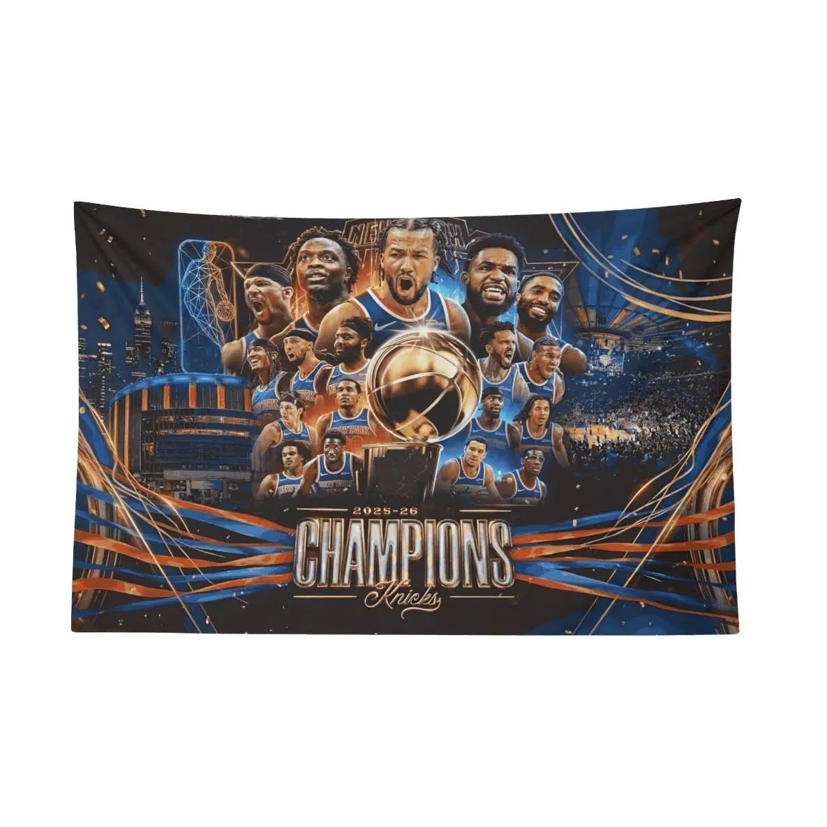NYK Champions Flag Banner - Home Decor Tapestry, Wall Backdrop for Basketball Enthusiasts, Room Decor, Ideal as Gift for Boyfriend, Family Events