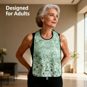 Adult Eating Apron Wind Series, Elderly Meal Bib, Waterproof Oil-Proof Saliva Towel, Multifunctional Adult Apron, Anti-Slobber Mouth Guard