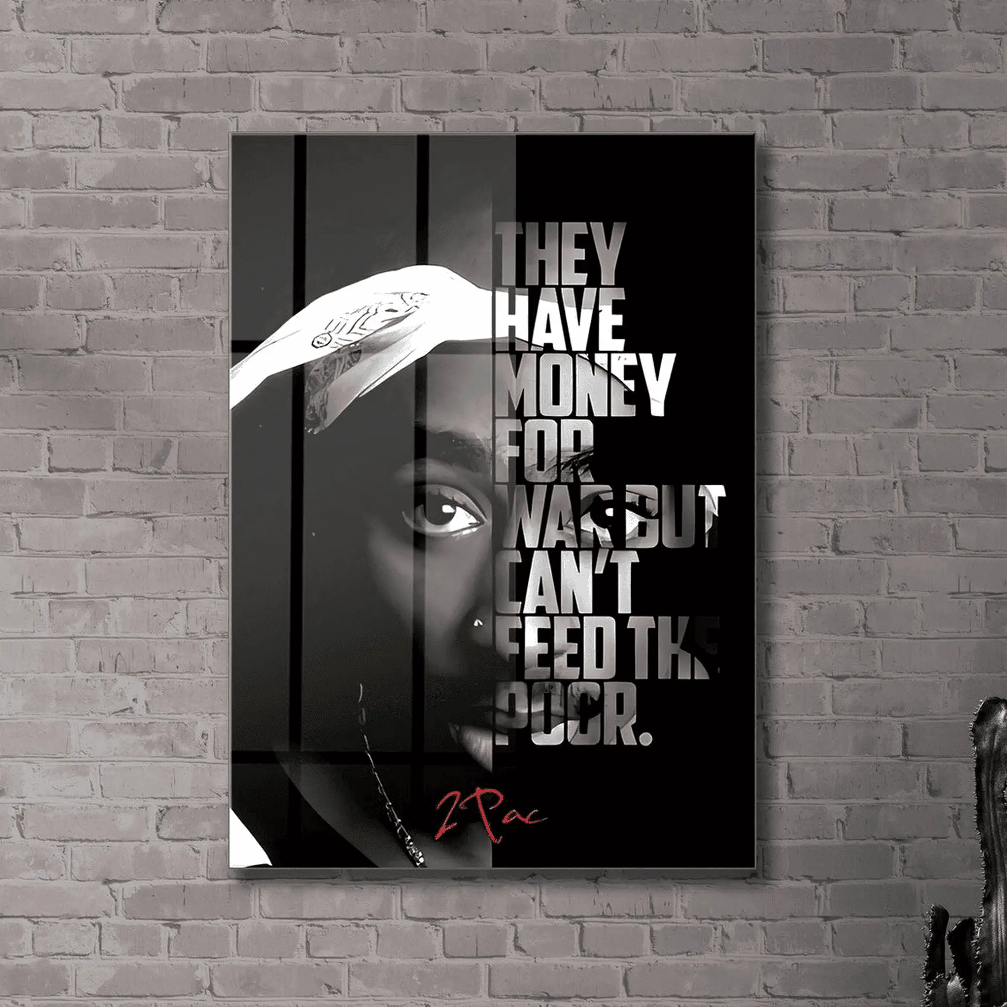 Tempered Glass Wall Art, Rapper Motivational Wall Art, Glass Wall Art, Large Art, Legend 2Pac Wall Decor, West Side Tupac Tempered Glass